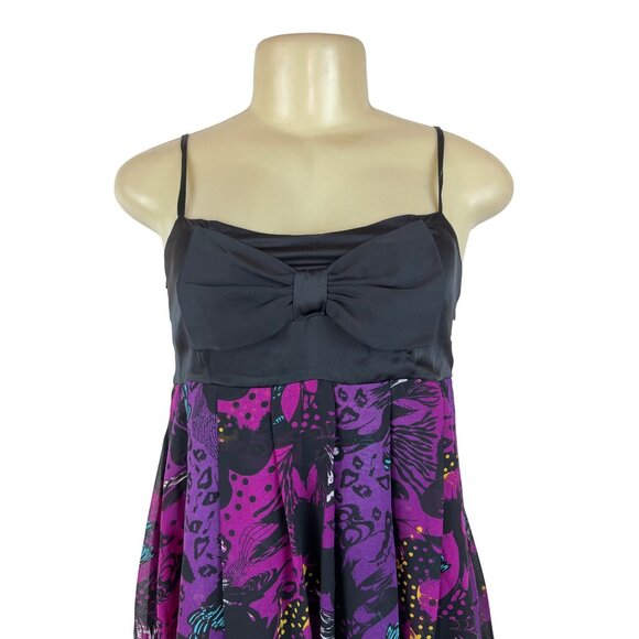 Naguchi Spaghetti Strap Dress Black & Purple Knee Length Dress Size XS/S - Picture 6 of 9